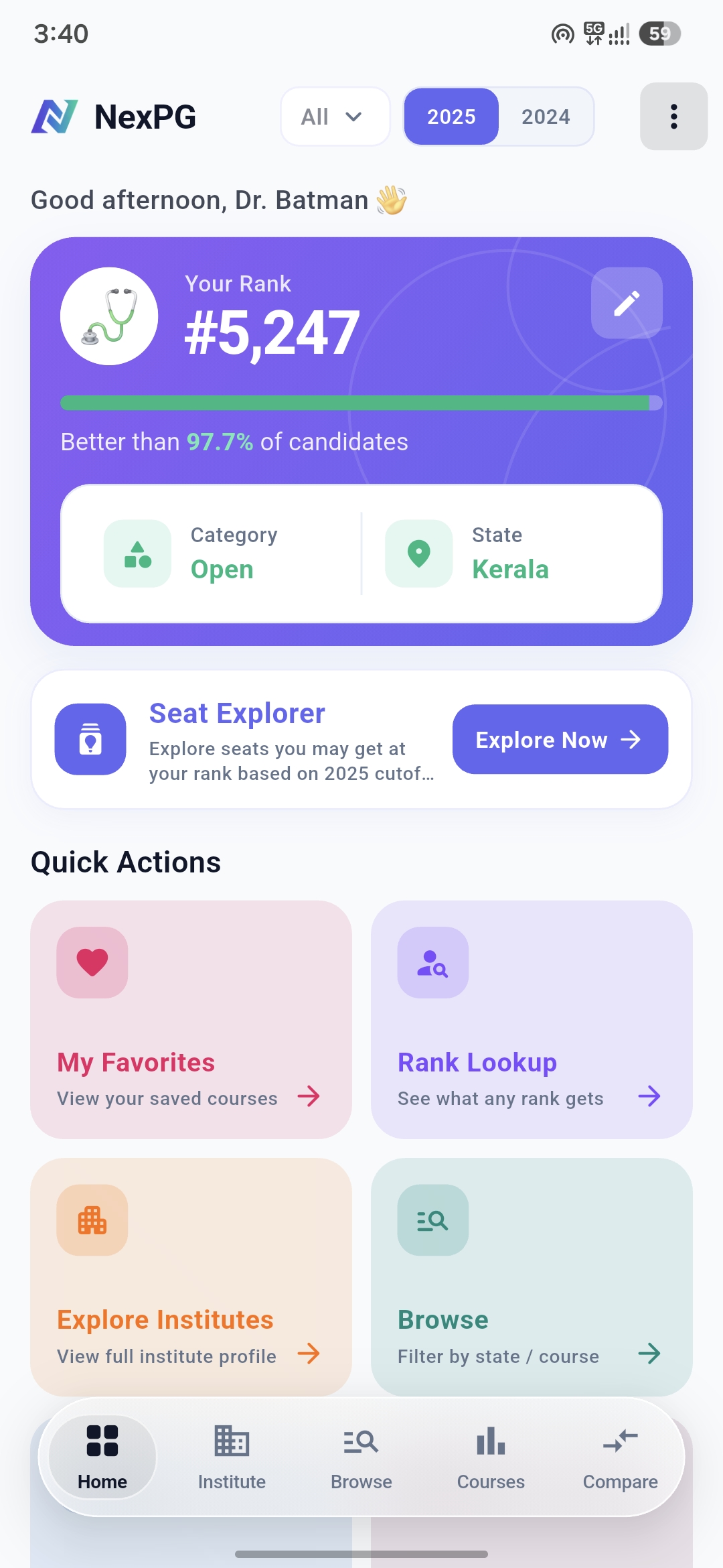 NexPG app screenshot